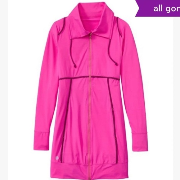 RARE❤️HOT PINK Jacket zip up long tunic dress Large or Small available - Picture 3 of 11